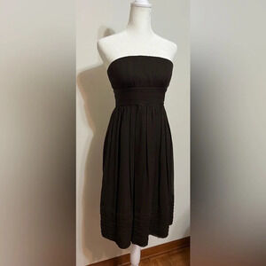 J. Crew Strapless Silk Chiffon Dress. Size 0.  Chocolate brown